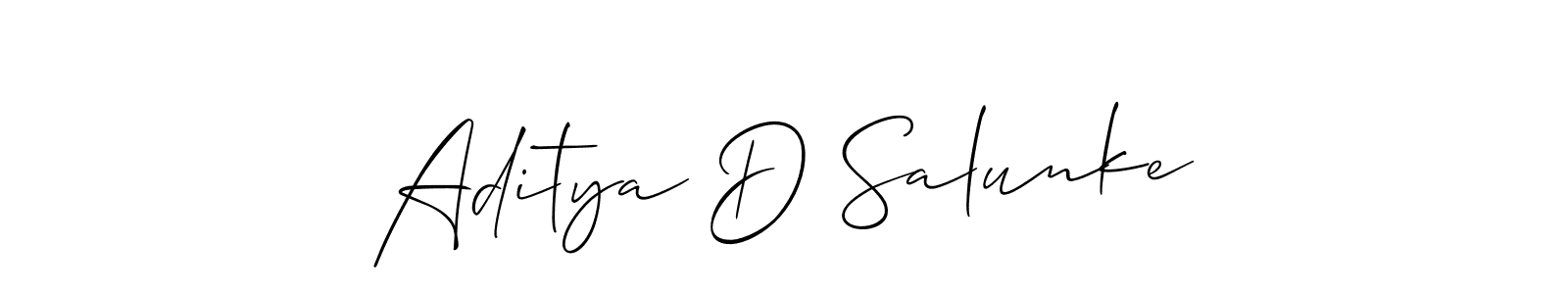Aditya D Salunke stylish signature style. Best Handwritten Sign (Allison_Script) for my name. Handwritten Signature Collection Ideas for my name Aditya D Salunke. Aditya D Salunke signature style 2 images and pictures png