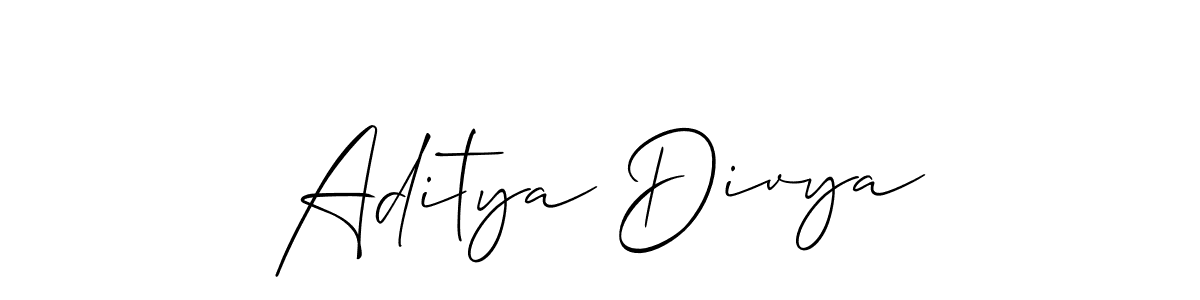 How to make Aditya Divya name signature. Use Allison_Script style for creating short signs online. This is the latest handwritten sign. Aditya Divya signature style 2 images and pictures png