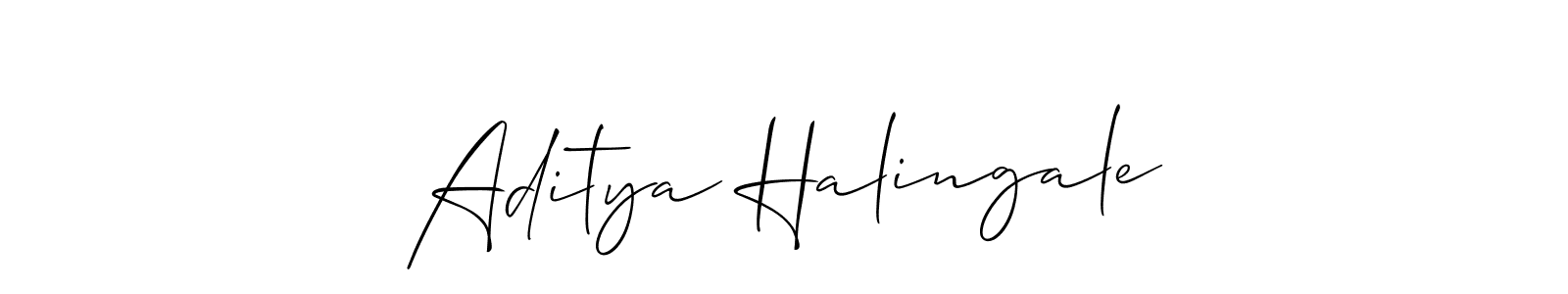 How to make Aditya Halingale name signature. Use Allison_Script style for creating short signs online. This is the latest handwritten sign. Aditya Halingale signature style 2 images and pictures png