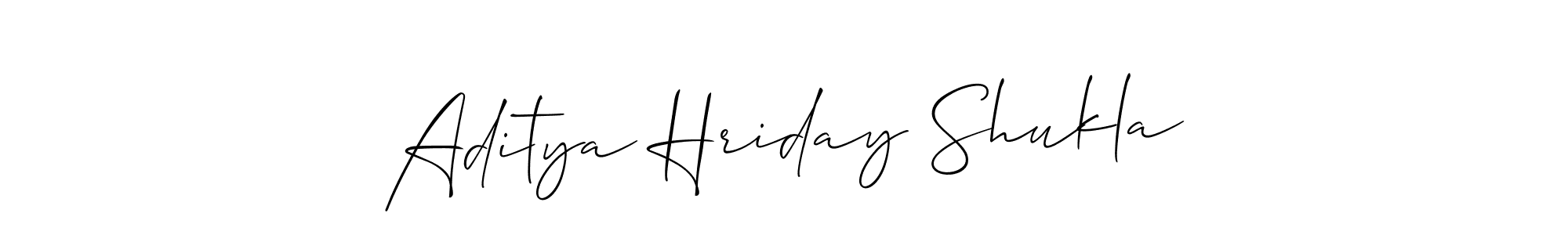 You should practise on your own different ways (Allison_Script) to write your name (Aditya Hriday Shukla) in signature. don't let someone else do it for you. Aditya Hriday Shukla signature style 2 images and pictures png