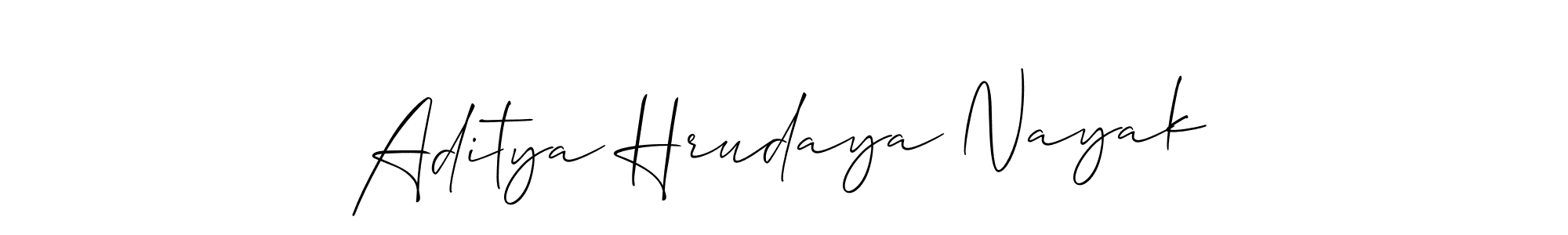 How to make Aditya Hrudaya Nayak name signature. Use Allison_Script style for creating short signs online. This is the latest handwritten sign. Aditya Hrudaya Nayak signature style 2 images and pictures png