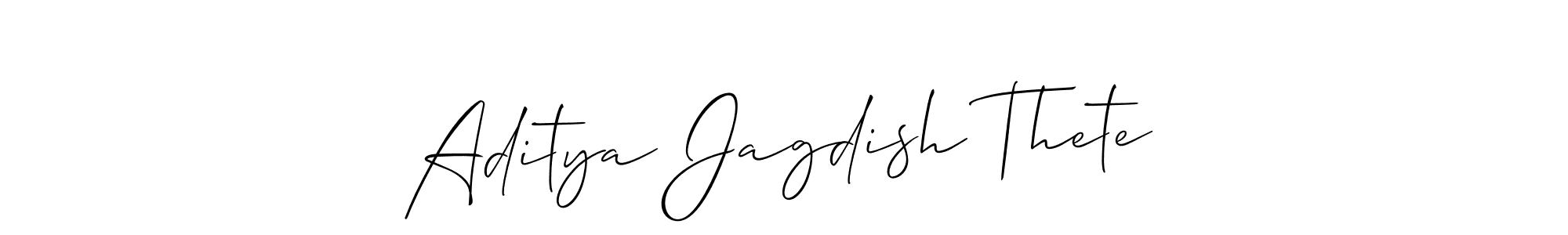 The best way (Allison_Script) to make a short signature is to pick only two or three words in your name. The name Aditya Jagdish Thete include a total of six letters. For converting this name. Aditya Jagdish Thete signature style 2 images and pictures png