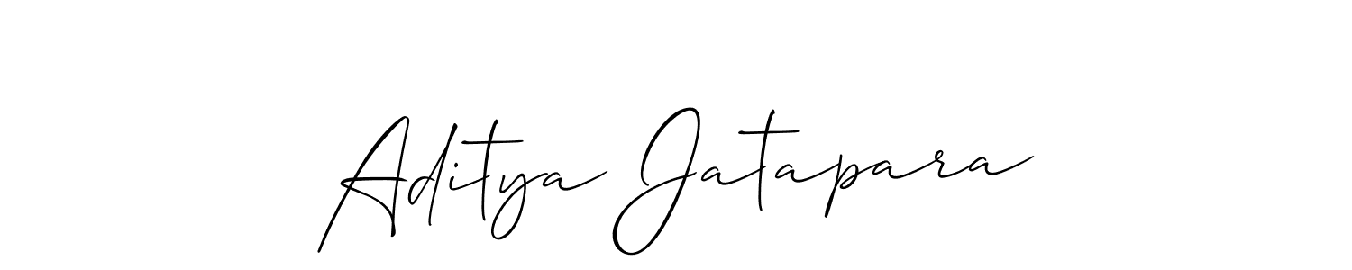 Also You can easily find your signature by using the search form. We will create Aditya Jatapara name handwritten signature images for you free of cost using Allison_Script sign style. Aditya Jatapara signature style 2 images and pictures png