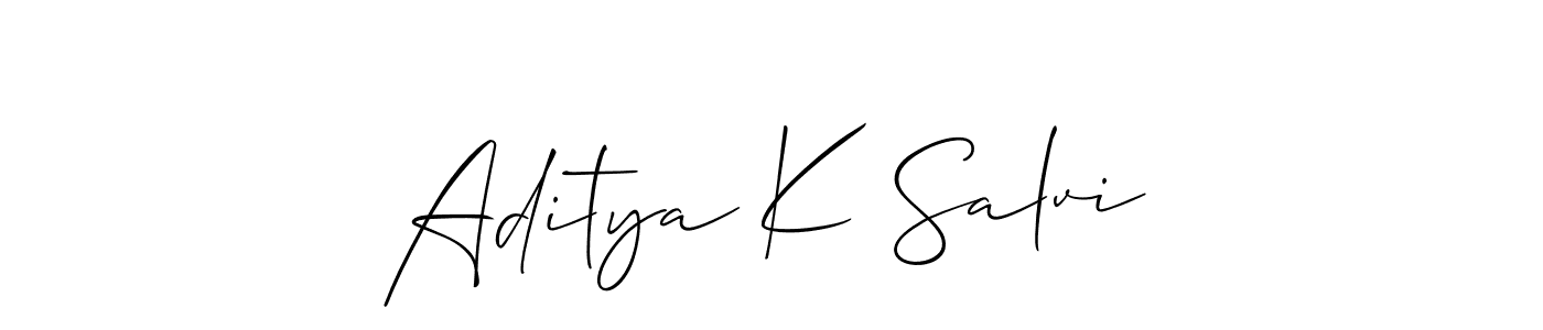 How to make Aditya K Salvi signature? Allison_Script is a professional autograph style. Create handwritten signature for Aditya K Salvi name. Aditya K Salvi signature style 2 images and pictures png