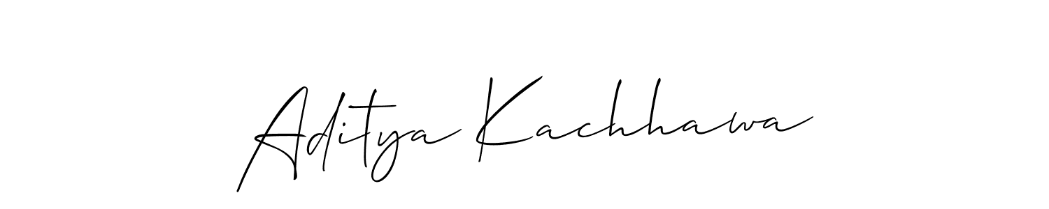 How to make Aditya Kachhawa name signature. Use Allison_Script style for creating short signs online. This is the latest handwritten sign. Aditya Kachhawa signature style 2 images and pictures png
