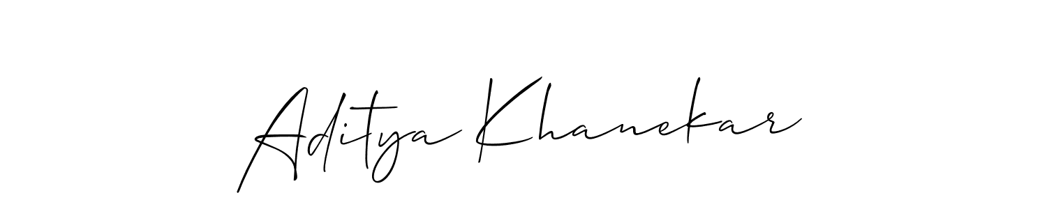 Allison_Script is a professional signature style that is perfect for those who want to add a touch of class to their signature. It is also a great choice for those who want to make their signature more unique. Get Aditya Khanekar name to fancy signature for free. Aditya Khanekar signature style 2 images and pictures png