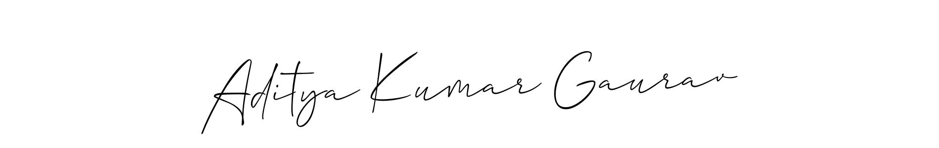 Use a signature maker to create a handwritten signature online. With this signature software, you can design (Allison_Script) your own signature for name Aditya Kumar Gaurav. Aditya Kumar Gaurav signature style 2 images and pictures png