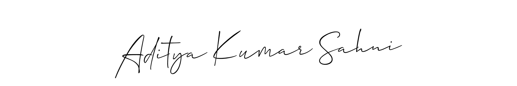 Aditya Kumar Sahni stylish signature style. Best Handwritten Sign (Allison_Script) for my name. Handwritten Signature Collection Ideas for my name Aditya Kumar Sahni. Aditya Kumar Sahni signature style 2 images and pictures png