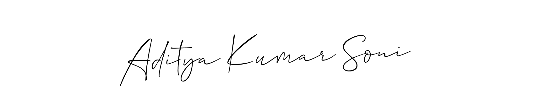 Make a beautiful signature design for name Aditya Kumar Soni. With this signature (Allison_Script) style, you can create a handwritten signature for free. Aditya Kumar Soni signature style 2 images and pictures png