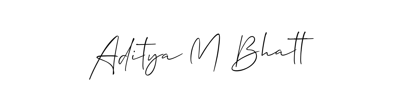 This is the best signature style for the Aditya M Bhatt name. Also you like these signature font (Allison_Script). Mix name signature. Aditya M Bhatt signature style 2 images and pictures png