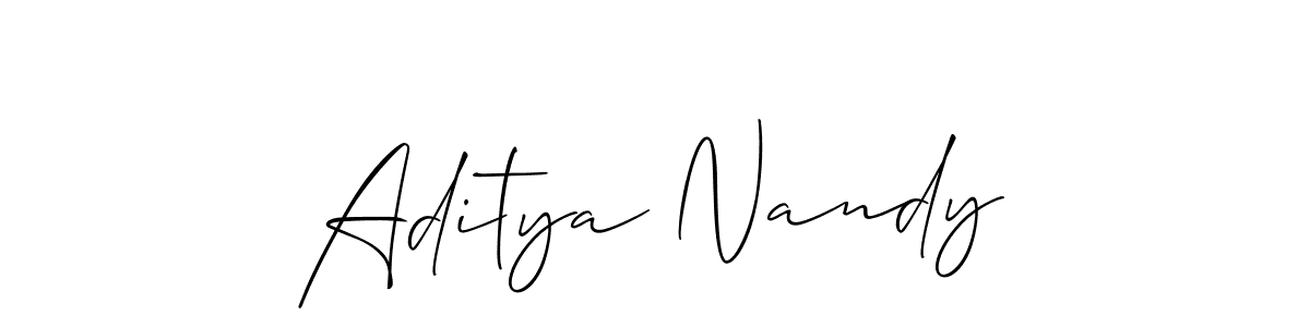 How to make Aditya Nandy name signature. Use Allison_Script style for creating short signs online. This is the latest handwritten sign. Aditya Nandy signature style 2 images and pictures png