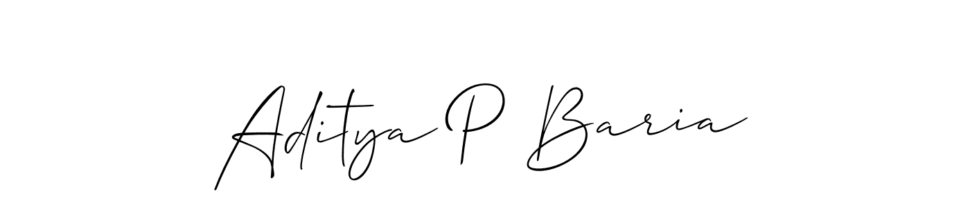 Make a short Aditya P Baria signature style. Manage your documents anywhere anytime using Allison_Script. Create and add eSignatures, submit forms, share and send files easily. Aditya P Baria signature style 2 images and pictures png