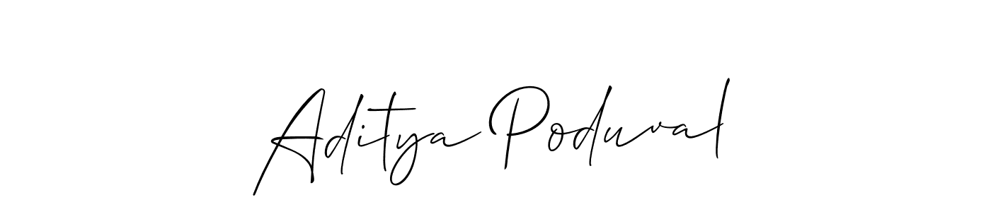 Make a beautiful signature design for name Aditya Poduval. With this signature (Allison_Script) style, you can create a handwritten signature for free. Aditya Poduval signature style 2 images and pictures png