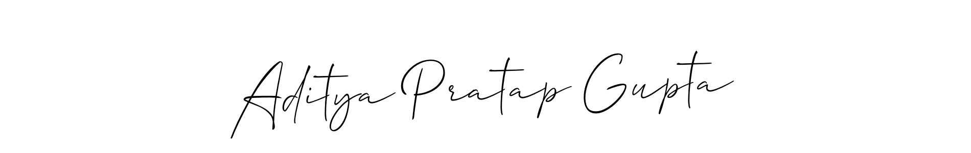 Also we have Aditya Pratap Gupta name is the best signature style. Create professional handwritten signature collection using Allison_Script autograph style. Aditya Pratap Gupta signature style 2 images and pictures png