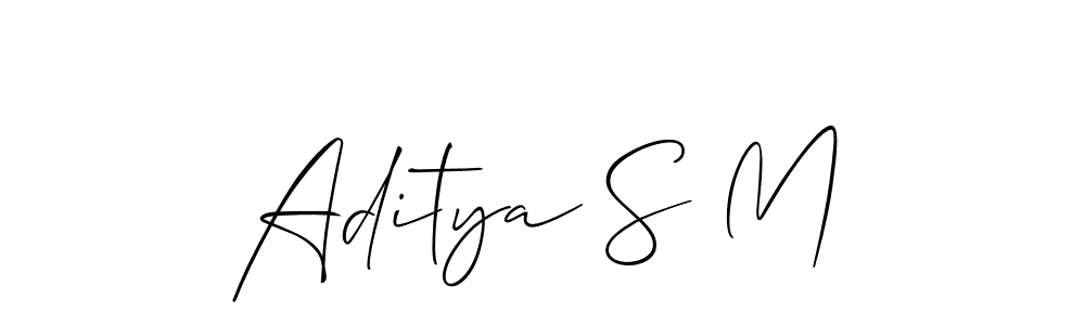 You should practise on your own different ways (Allison_Script) to write your name (Aditya S M) in signature. don't let someone else do it for you. Aditya S M signature style 2 images and pictures png