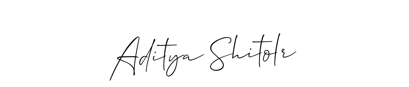 How to make Aditya Shitolr name signature. Use Allison_Script style for creating short signs online. This is the latest handwritten sign. Aditya Shitolr signature style 2 images and pictures png