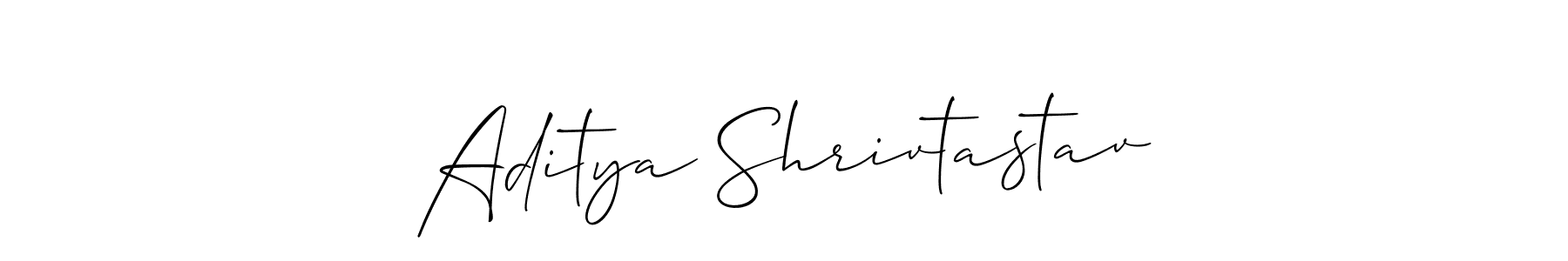 The best way (Allison_Script) to make a short signature is to pick only two or three words in your name. The name Aditya Shrivtastav include a total of six letters. For converting this name. Aditya Shrivtastav signature style 2 images and pictures png