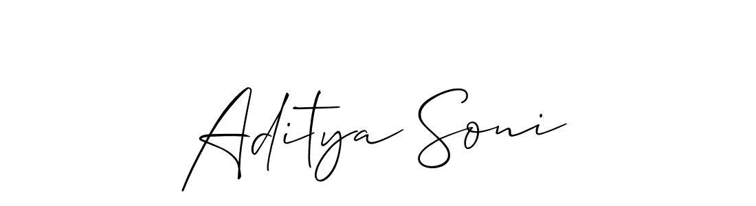 The best way (Allison_Script) to make a short signature is to pick only two or three words in your name. The name Aditya Soni include a total of six letters. For converting this name. Aditya Soni signature style 2 images and pictures png