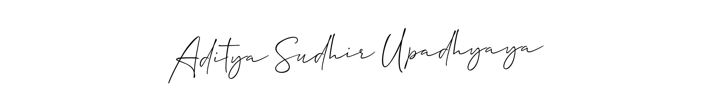 The best way (Allison_Script) to make a short signature is to pick only two or three words in your name. The name Aditya Sudhir Upadhyaya include a total of six letters. For converting this name. Aditya Sudhir Upadhyaya signature style 2 images and pictures png