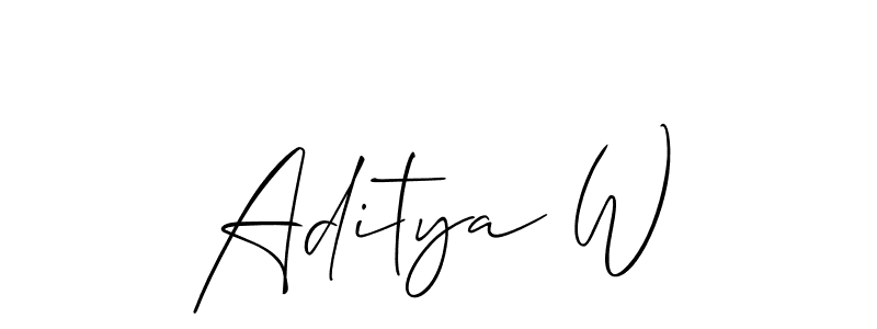 How to make Aditya W name signature. Use Allison_Script style for creating short signs online. This is the latest handwritten sign. Aditya W signature style 2 images and pictures png