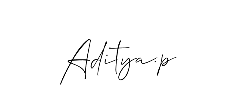 Design your own signature with our free online signature maker. With this signature software, you can create a handwritten (Allison_Script) signature for name Aditya.p. Aditya.p signature style 2 images and pictures png