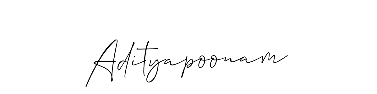 Design your own signature with our free online signature maker. With this signature software, you can create a handwritten (Allison_Script) signature for name Adityapoonam. Adityapoonam signature style 2 images and pictures png