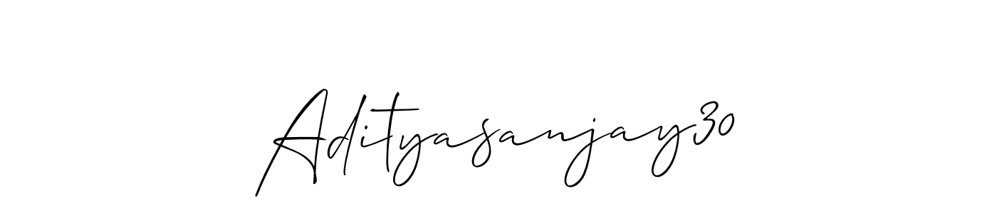 The best way (Allison_Script) to make a short signature is to pick only two or three words in your name. The name Adityasanjay30 include a total of six letters. For converting this name. Adityasanjay30 signature style 2 images and pictures png