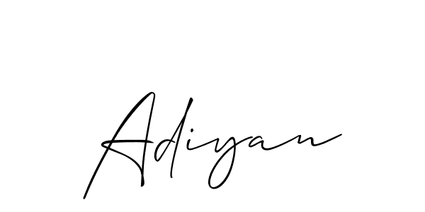 The best way (Allison_Script) to make a short signature is to pick only two or three words in your name. The name Adiyan include a total of six letters. For converting this name. Adiyan signature style 2 images and pictures png