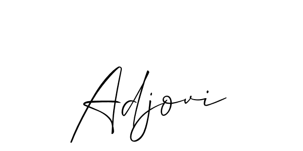 The best way (Allison_Script) to make a short signature is to pick only two or three words in your name. The name Adjovi include a total of six letters. For converting this name. Adjovi signature style 2 images and pictures png