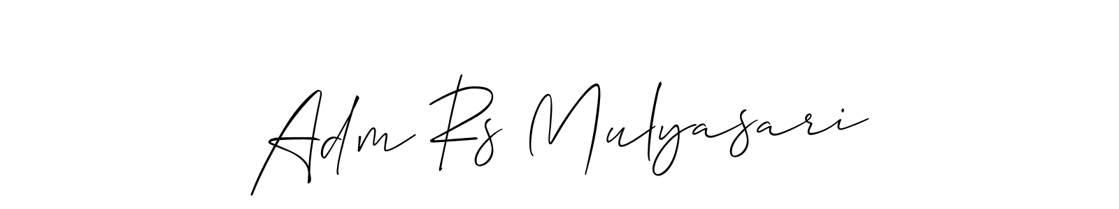 This is the best signature style for the Adm Rs Mulyasari name. Also you like these signature font (Allison_Script). Mix name signature. Adm Rs Mulyasari signature style 2 images and pictures png