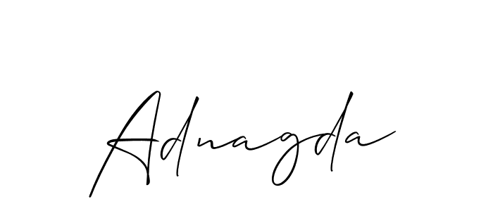 Allison_Script is a professional signature style that is perfect for those who want to add a touch of class to their signature. It is also a great choice for those who want to make their signature more unique. Get Adnagda name to fancy signature for free. Adnagda signature style 2 images and pictures png