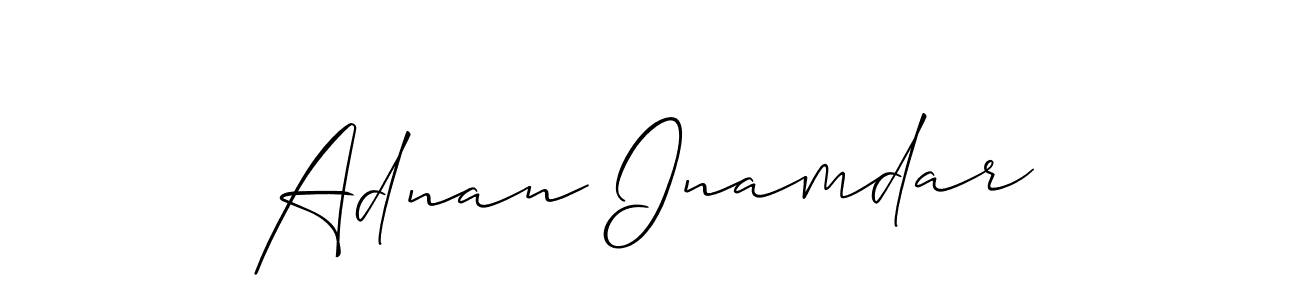 This is the best signature style for the Adnan Inamdar name. Also you like these signature font (Allison_Script). Mix name signature. Adnan Inamdar signature style 2 images and pictures png