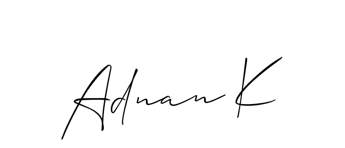 Design your own signature with our free online signature maker. With this signature software, you can create a handwritten (Allison_Script) signature for name Adnan K. Adnan K signature style 2 images and pictures png