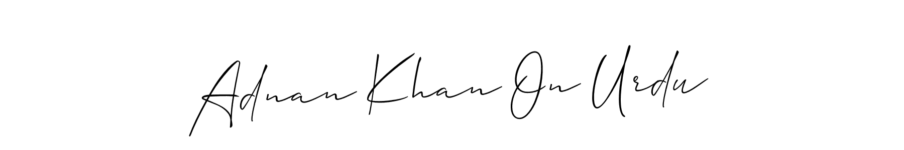 Allison_Script is a professional signature style that is perfect for those who want to add a touch of class to their signature. It is also a great choice for those who want to make their signature more unique. Get Adnan Khan On Urdu name to fancy signature for free. Adnan Khan On Urdu signature style 2 images and pictures png