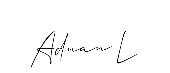 How to make Adnan L name signature. Use Allison_Script style for creating short signs online. This is the latest handwritten sign. Adnan L signature style 2 images and pictures png