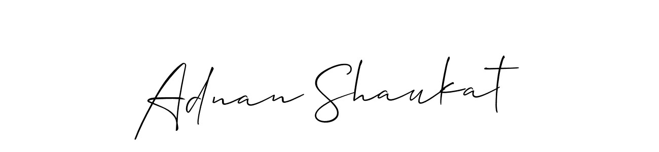 Make a short Adnan Shaukat signature style. Manage your documents anywhere anytime using Allison_Script. Create and add eSignatures, submit forms, share and send files easily. Adnan Shaukat signature style 2 images and pictures png