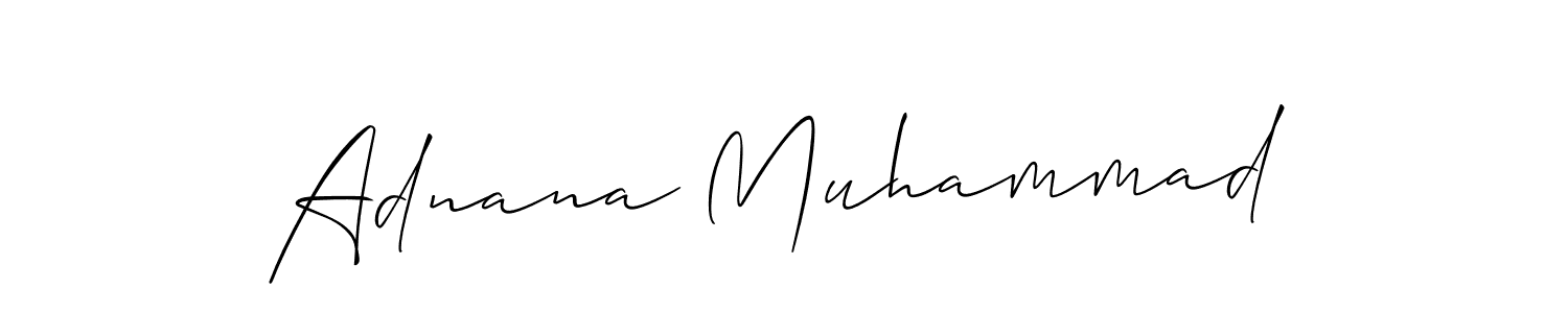 The best way (Allison_Script) to make a short signature is to pick only two or three words in your name. The name Adnana Muhammad include a total of six letters. For converting this name. Adnana Muhammad signature style 2 images and pictures png