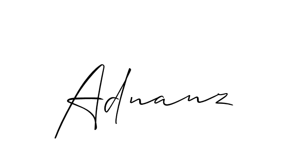 How to make Adnanz name signature. Use Allison_Script style for creating short signs online. This is the latest handwritten sign. Adnanz signature style 2 images and pictures png