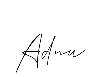 Make a beautiful signature design for name Adnu. With this signature (Allison_Script) style, you can create a handwritten signature for free. Adnu signature style 2 images and pictures png
