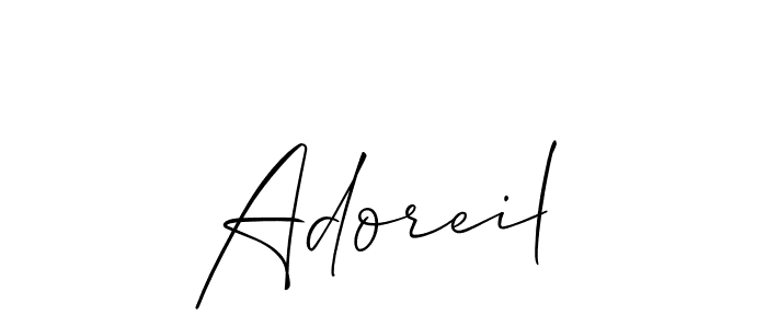 Allison_Script is a professional signature style that is perfect for those who want to add a touch of class to their signature. It is also a great choice for those who want to make their signature more unique. Get Adoreil name to fancy signature for free. Adoreil signature style 2 images and pictures png