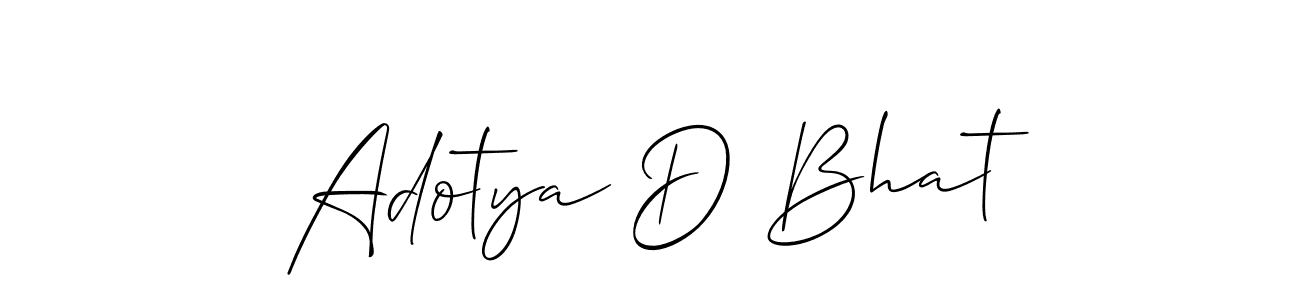 Create a beautiful signature design for name Adotya D Bhat. With this signature (Allison_Script) fonts, you can make a handwritten signature for free. Adotya D Bhat signature style 2 images and pictures png