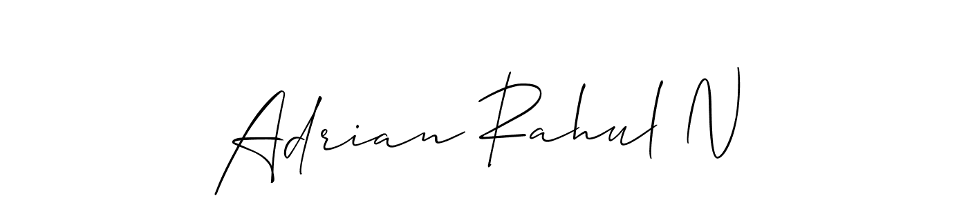 The best way (Allison_Script) to make a short signature is to pick only two or three words in your name. The name Adrian Rahul N include a total of six letters. For converting this name. Adrian Rahul N signature style 2 images and pictures png