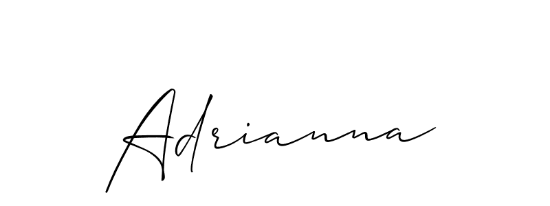 Use a signature maker to create a handwritten signature online. With this signature software, you can design (Allison_Script) your own signature for name Adrianna. Adrianna signature style 2 images and pictures png
