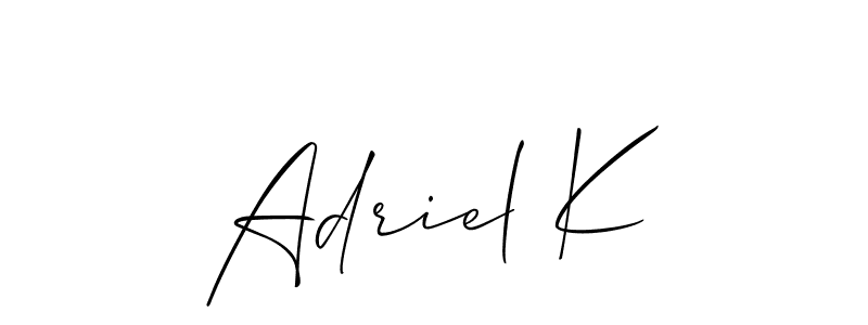 How to make Adriel K name signature. Use Allison_Script style for creating short signs online. This is the latest handwritten sign. Adriel K signature style 2 images and pictures png