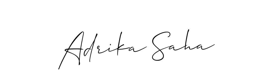 You should practise on your own different ways (Allison_Script) to write your name (Adrika Saha) in signature. don't let someone else do it for you. Adrika Saha signature style 2 images and pictures png