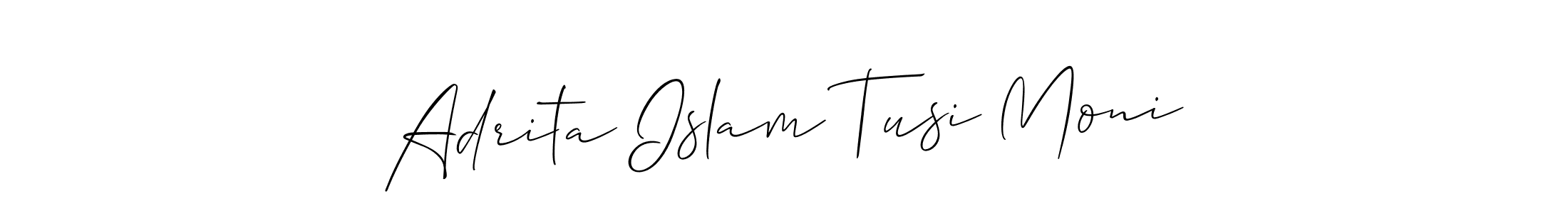 How to make Adrita Islam Tusi Moni name signature. Use Allison_Script style for creating short signs online. This is the latest handwritten sign. Adrita Islam Tusi Moni signature style 2 images and pictures png