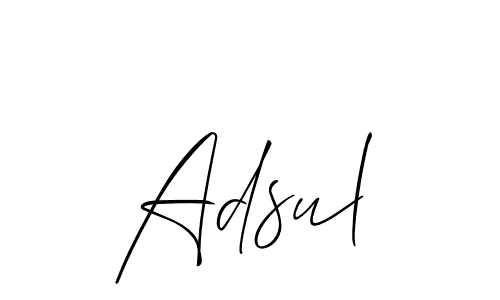 Allison_Script is a professional signature style that is perfect for those who want to add a touch of class to their signature. It is also a great choice for those who want to make their signature more unique. Get Adsul name to fancy signature for free. Adsul signature style 2 images and pictures png