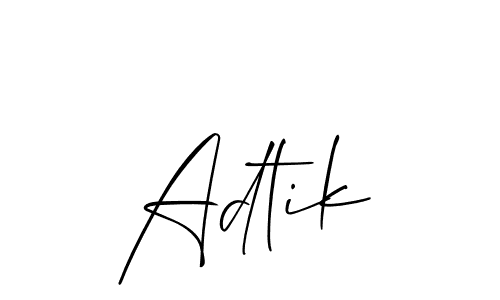 How to Draw Adtik signature style? Allison_Script is a latest design signature styles for name Adtik. Adtik signature style 2 images and pictures png