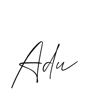 if you are searching for the best signature style for your name Adu. so please give up your signature search. here we have designed multiple signature styles  using Allison_Script. Adu signature style 2 images and pictures png