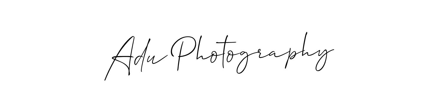 You should practise on your own different ways (Allison_Script) to write your name (Adu Photography) in signature. don't let someone else do it for you. Adu Photography signature style 2 images and pictures png